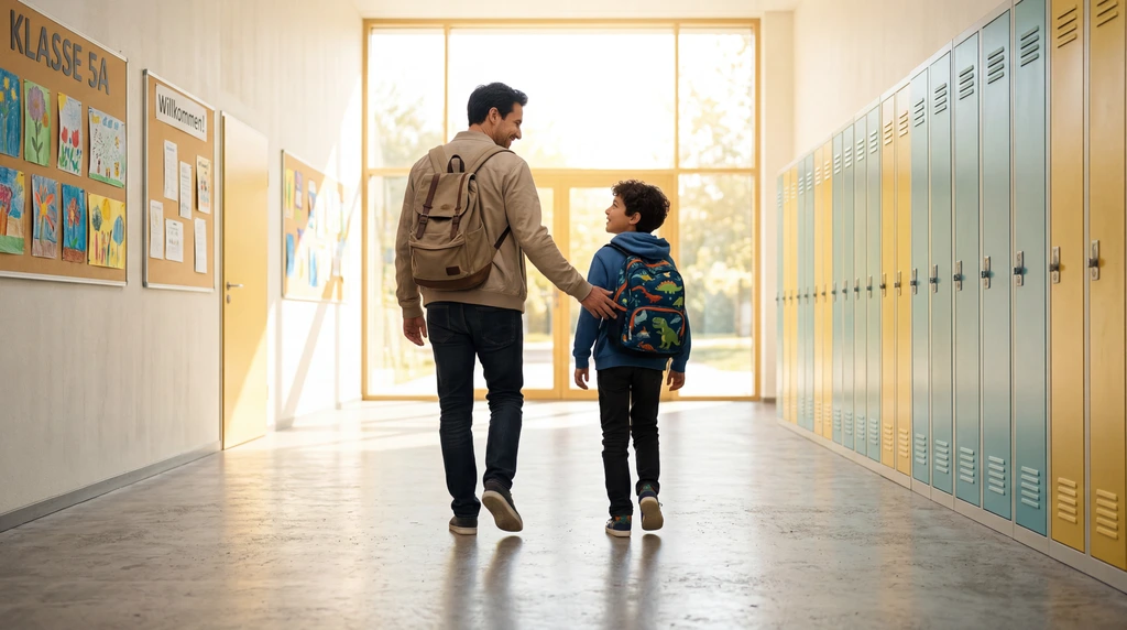 Schulbegleitung unterstützt ein Kind beim Lernen am Schreibtisch